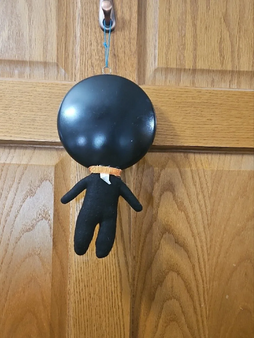 Whimsical Skeleton Doll Hanging Decor in Black, White & Orange